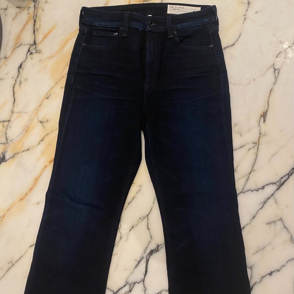 NINA HIGH-RISE ANKLE FLARE dark blue rag and bone jeans